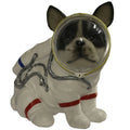 Dog figurine wearing an astronaut helmet on a white background-Mystic-Cave