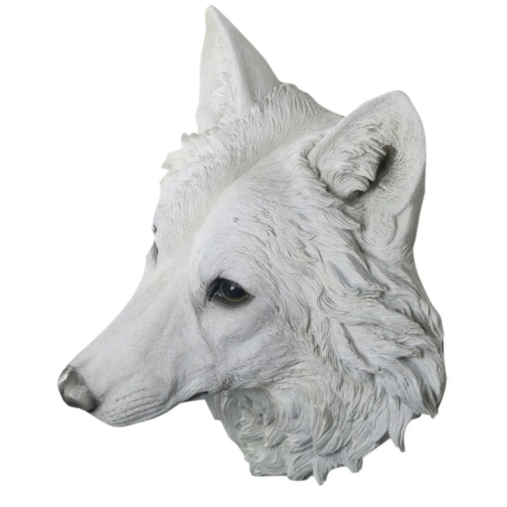 White Wolf Head Wall Art Faux Taxidermy - 34.5cm