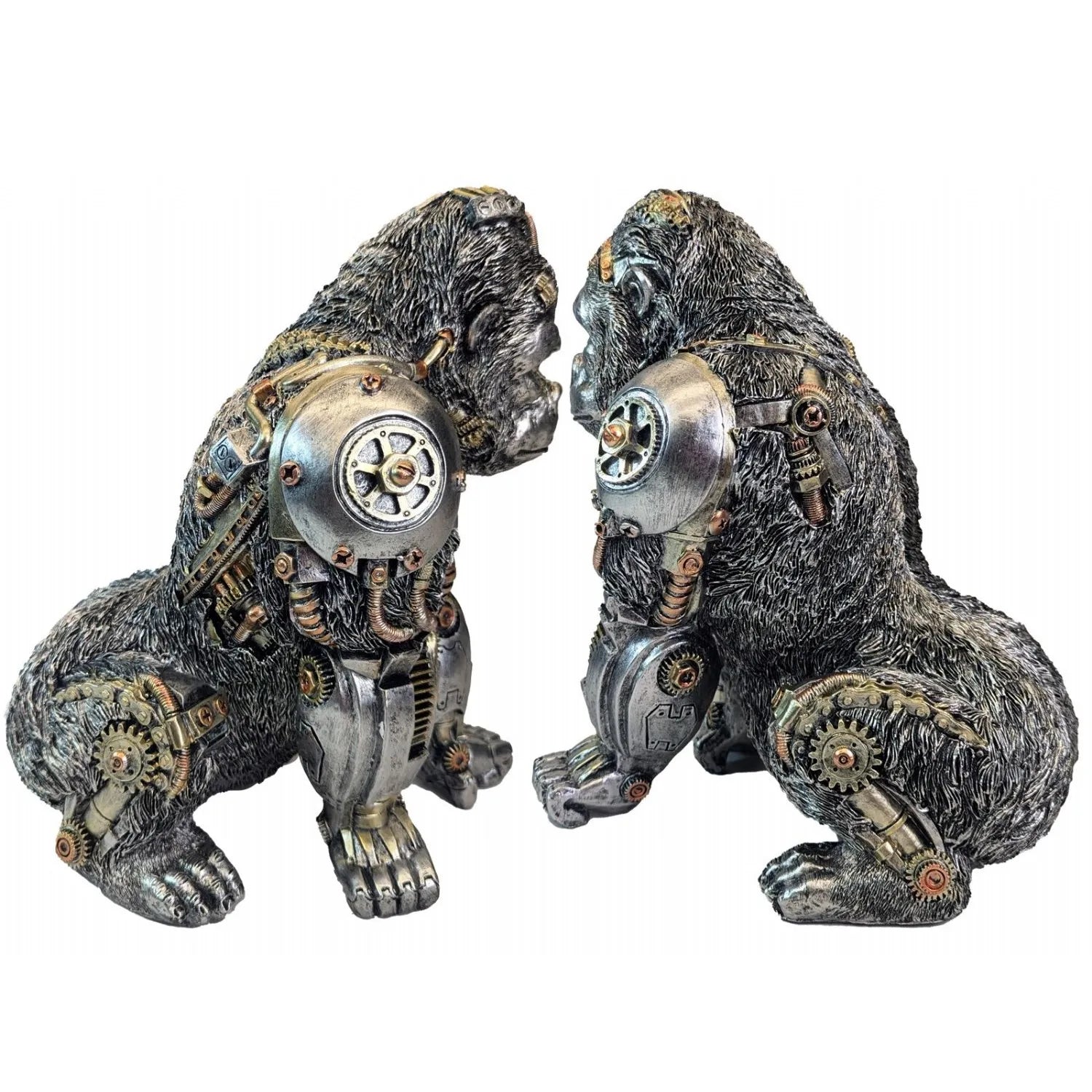 Steampunk Gorilla Silver Finish 28cm