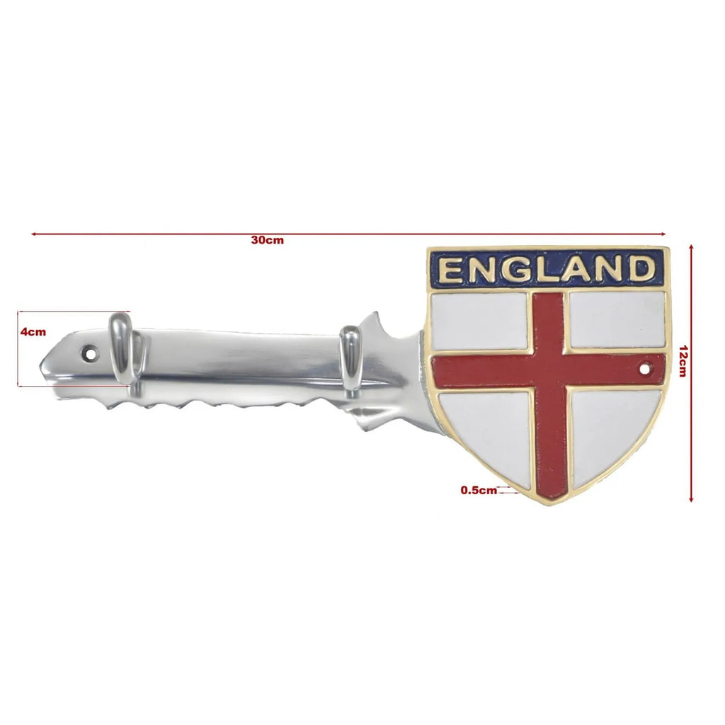 England Key Holder Aluminium With 2 Hooks 30cm