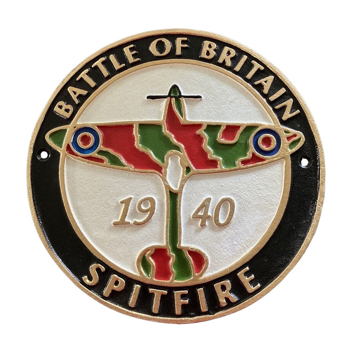 Battle of Britain Spitfire 1940 Cast Iron Wall Plaque - 24cm