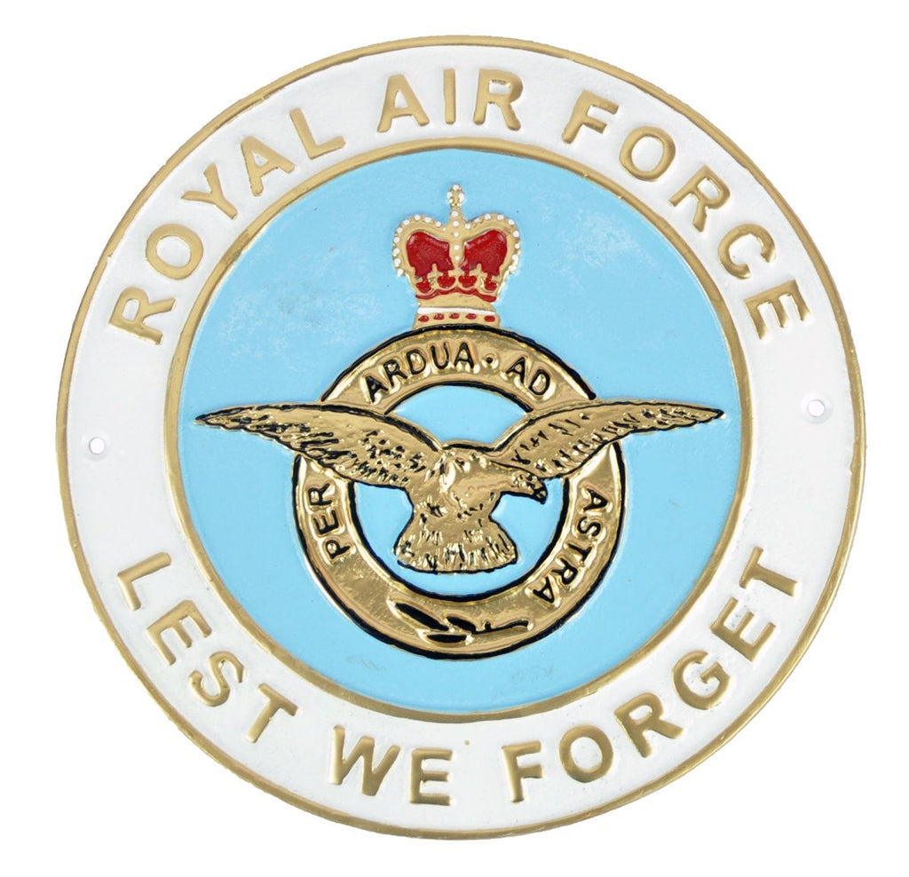 Royal Air Force Lest We Forget Cast Iron Wall Plaque - 24cm
