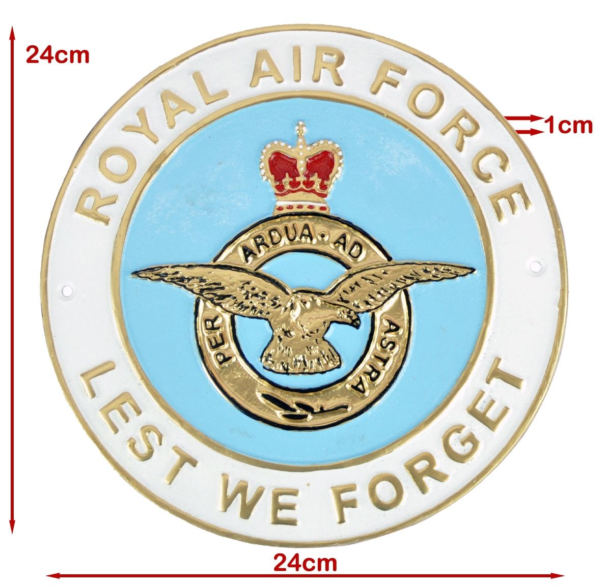 Royal Air Force Lest We Forget Cast Iron Wall Plaque - 24cm
