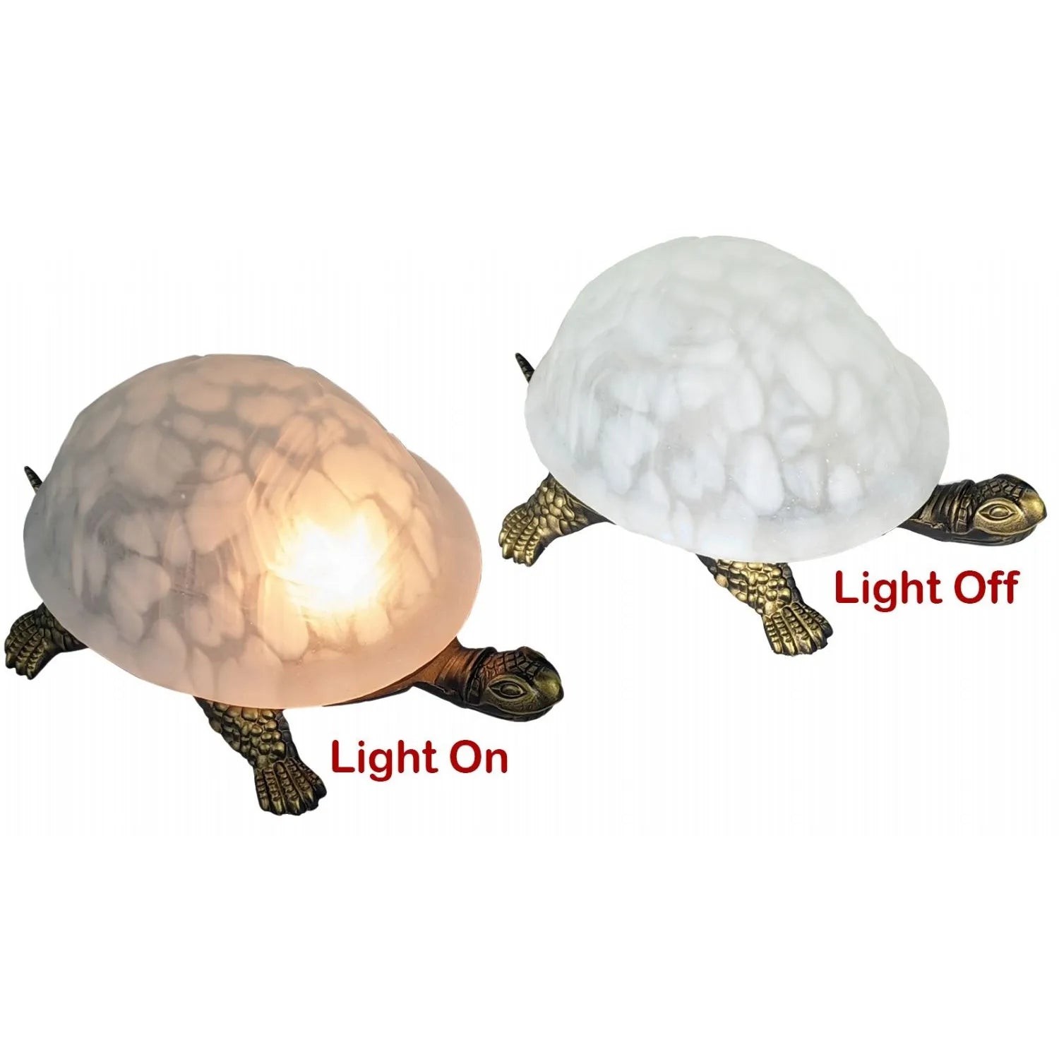 Turtle Table Lamp (White) 20.3cm - Tiffany Style