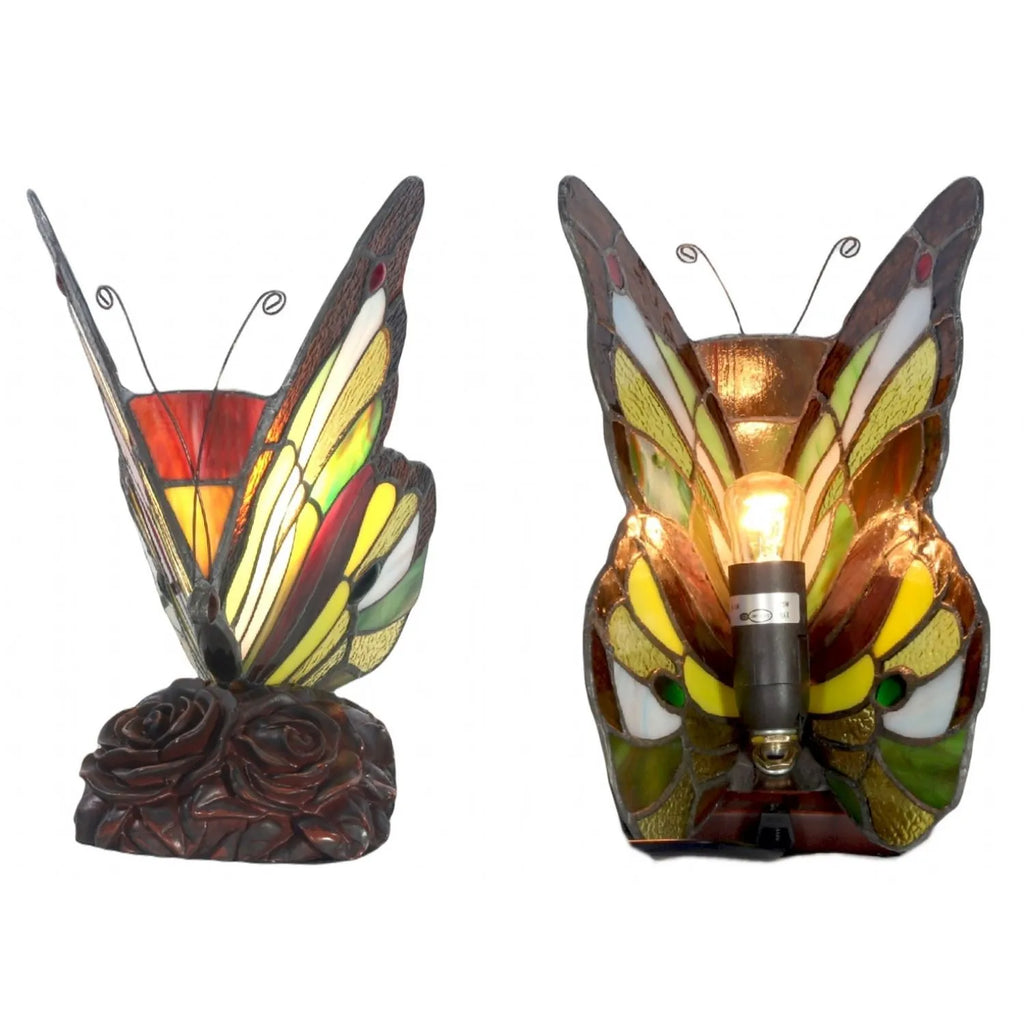 Multi Coloured Butterfly Lamp 23cm - Tiffany Style