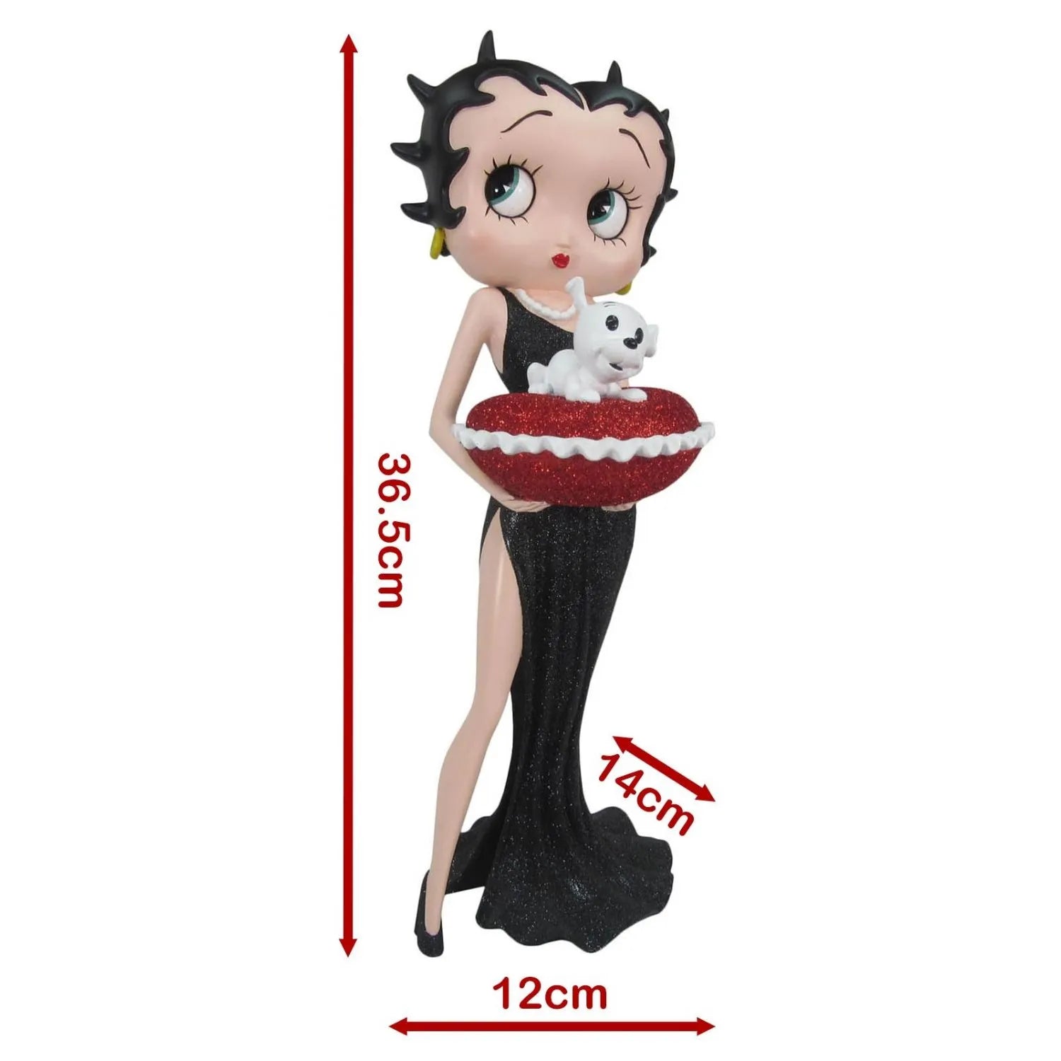 Betty Boop With Red Glitter Pillow Box (Black Dress) Figurine 36.5cm