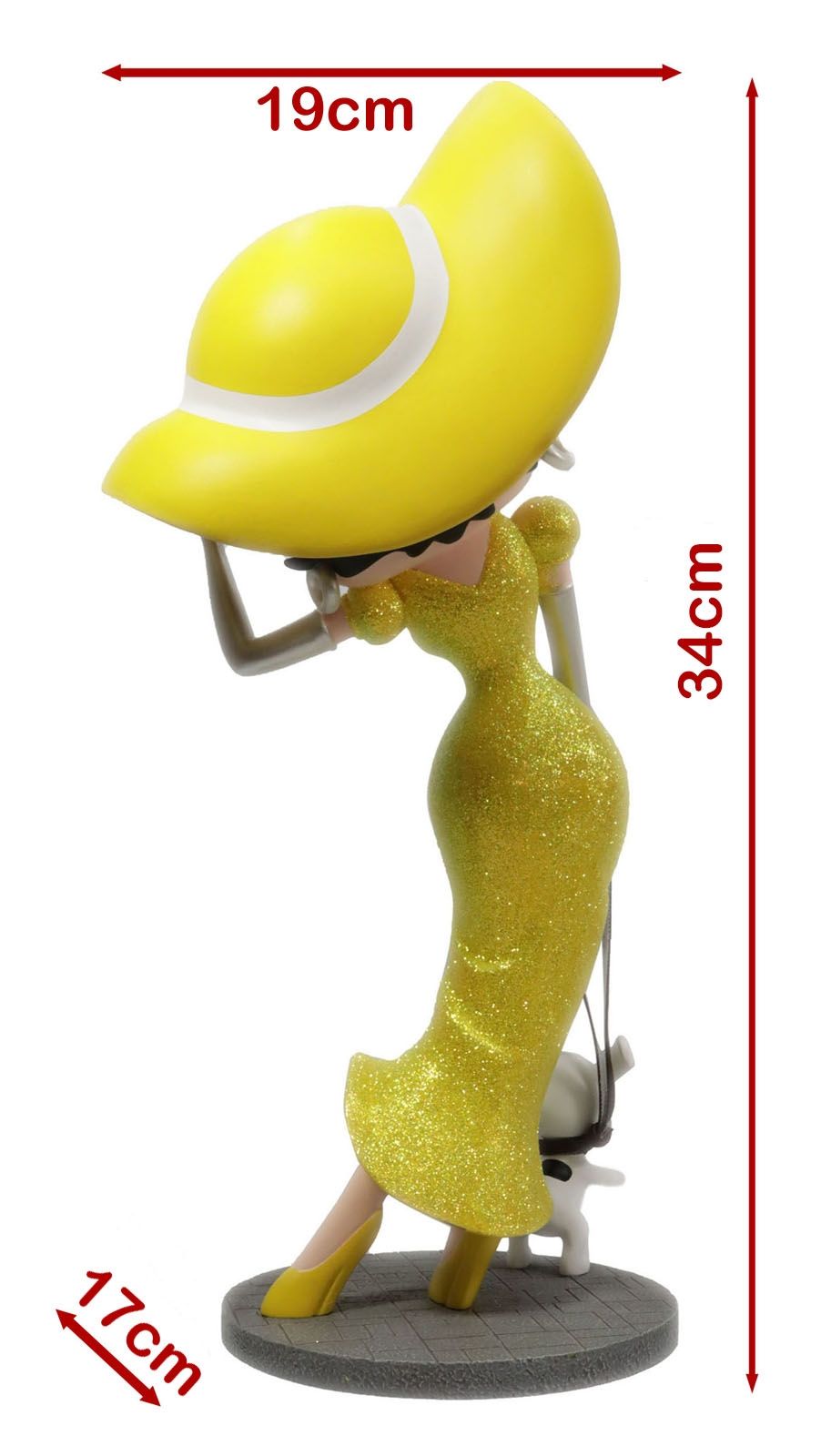 Betty Boop Walking Pudgy Yellow Glitter Dress 34cm