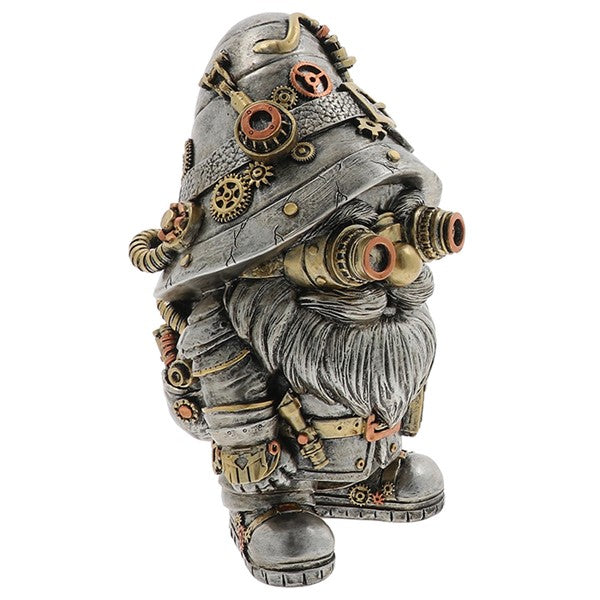 Steampunk-themed gnome figurine with intricate design on a white background-Mystic-Cave