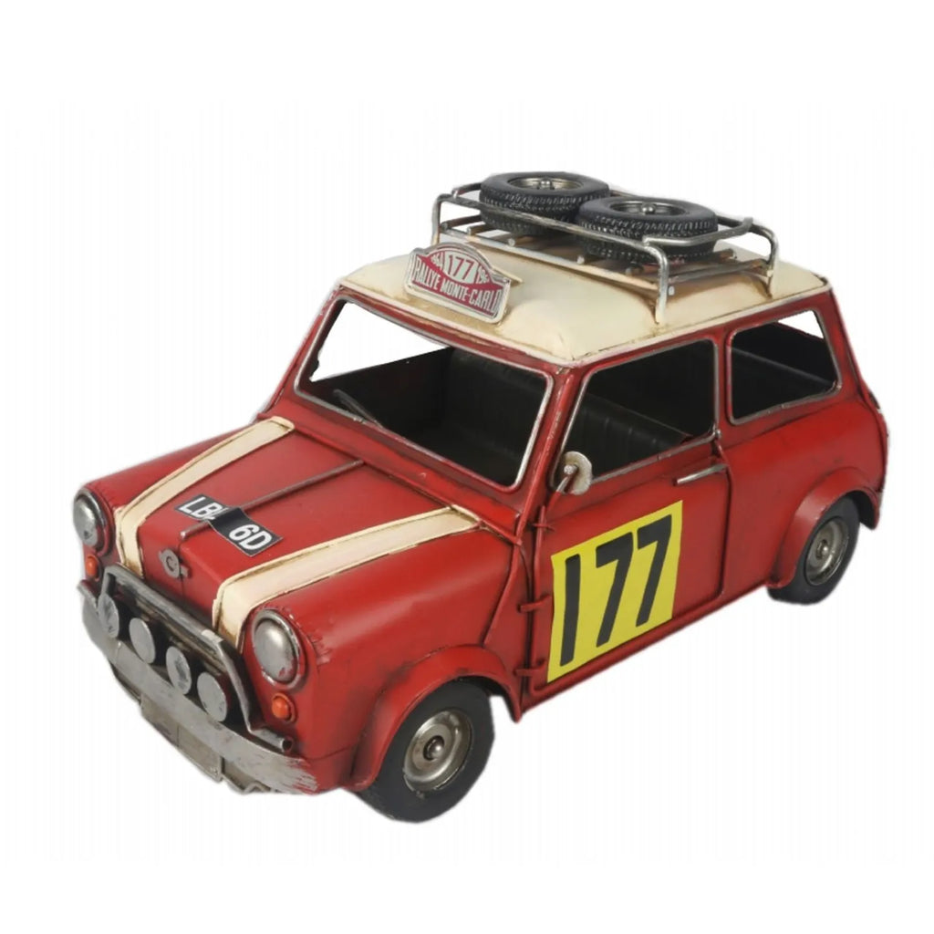 Model of a red and white car with a number 177 on a white background-Mystic-Cave