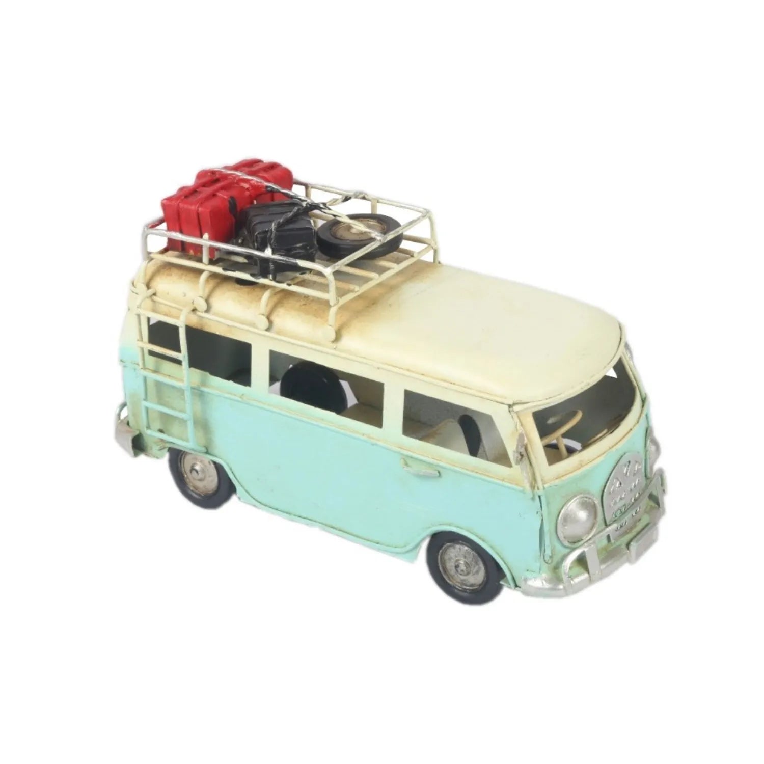 Model of a vintage van with luggage on a white background-Mystic-Cave