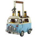 Vintage van-shaped bottle carrier with bottles and a bottle opener on a white background-Mystic-Cave