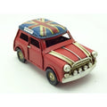 Red car model with Union Jack roof on a white background-Mystic-Cave