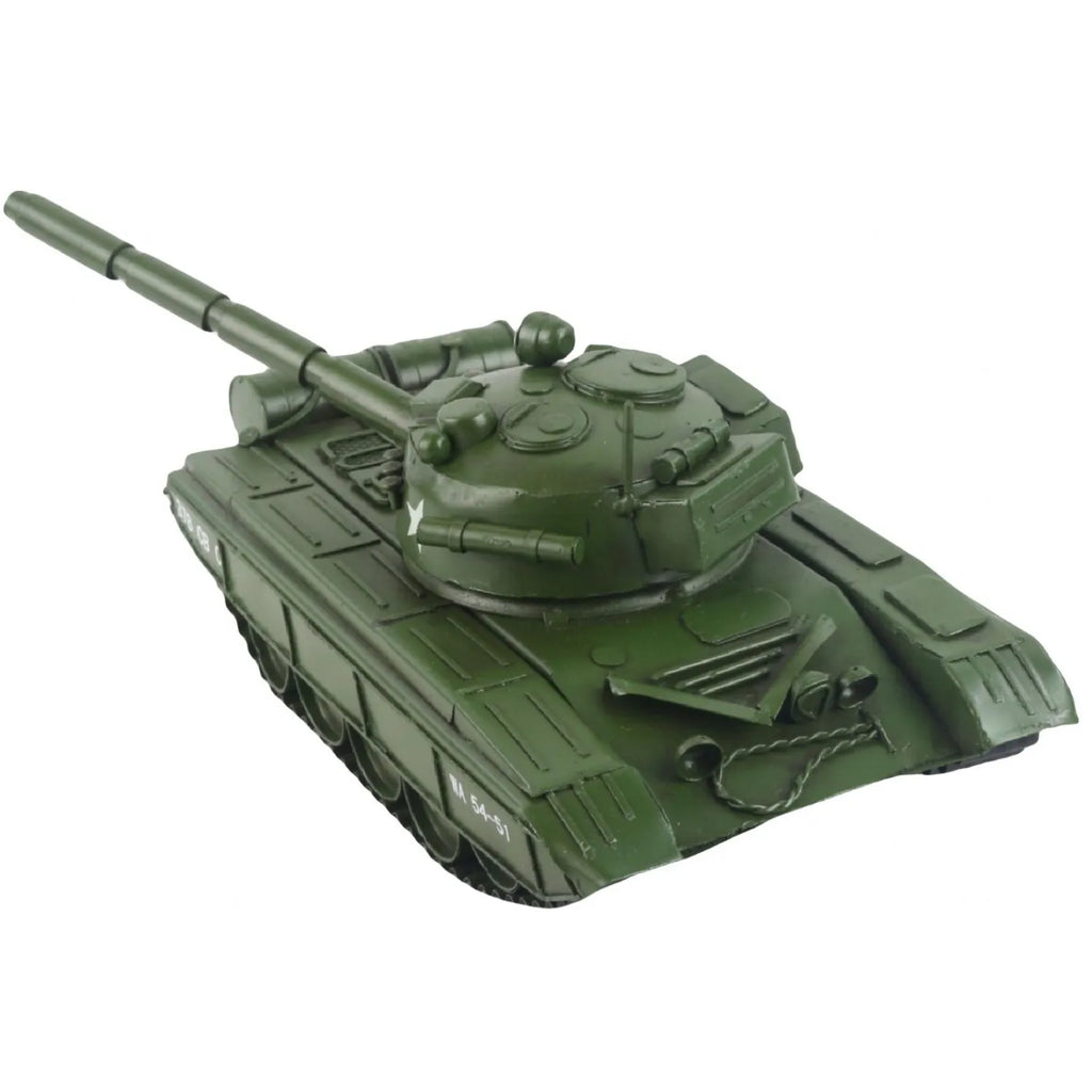Green toy tank on a white background Mystic-Cave