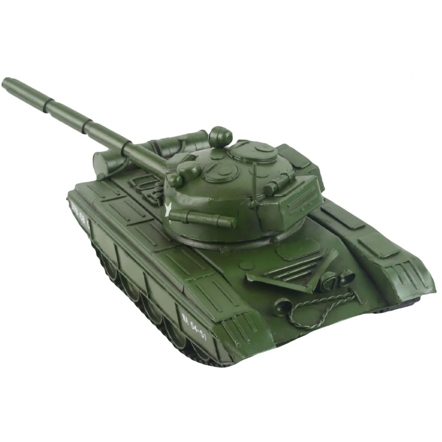 Green toy tank on a white background Mystic-Cave