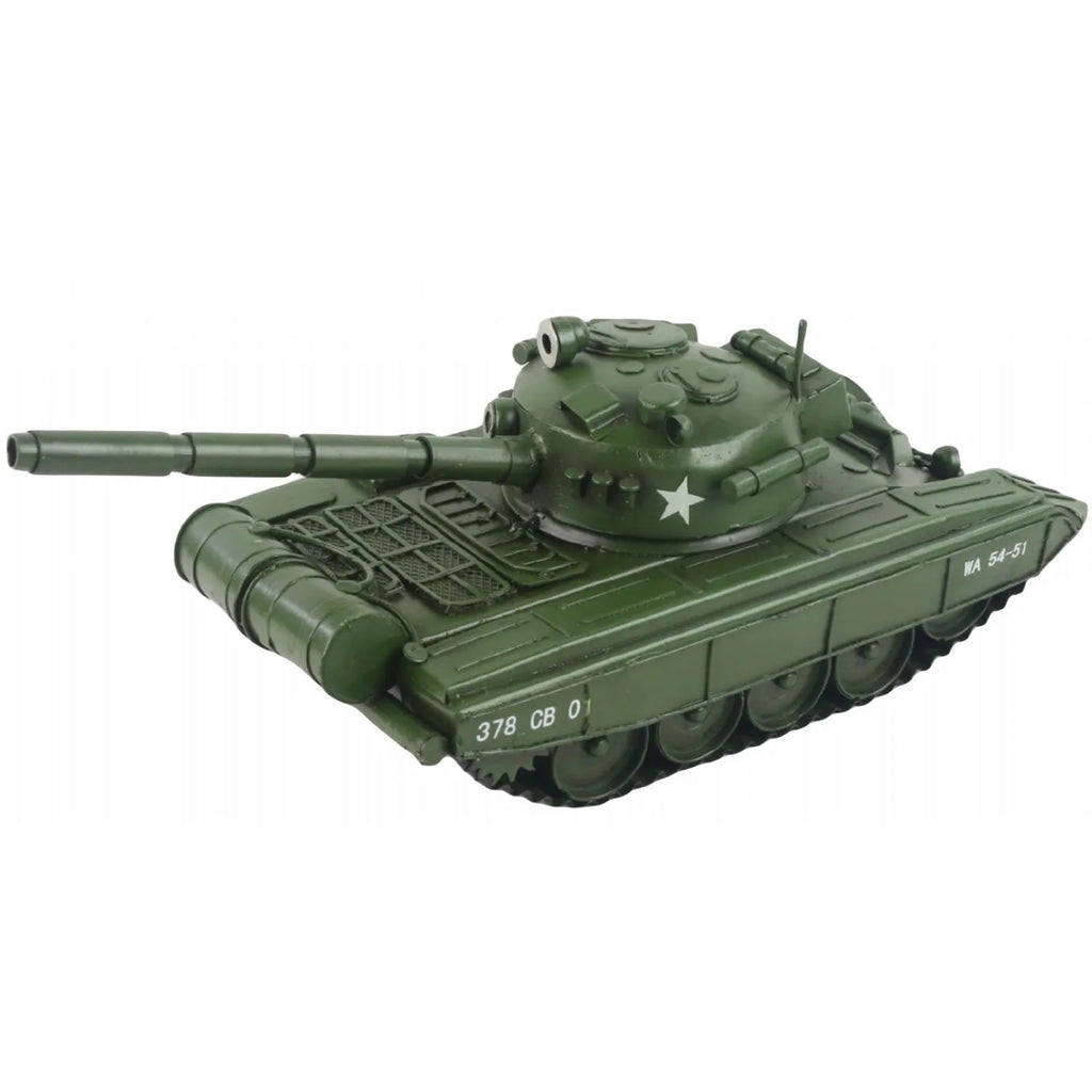 Green toy tank on a white background-Mystic-Cave