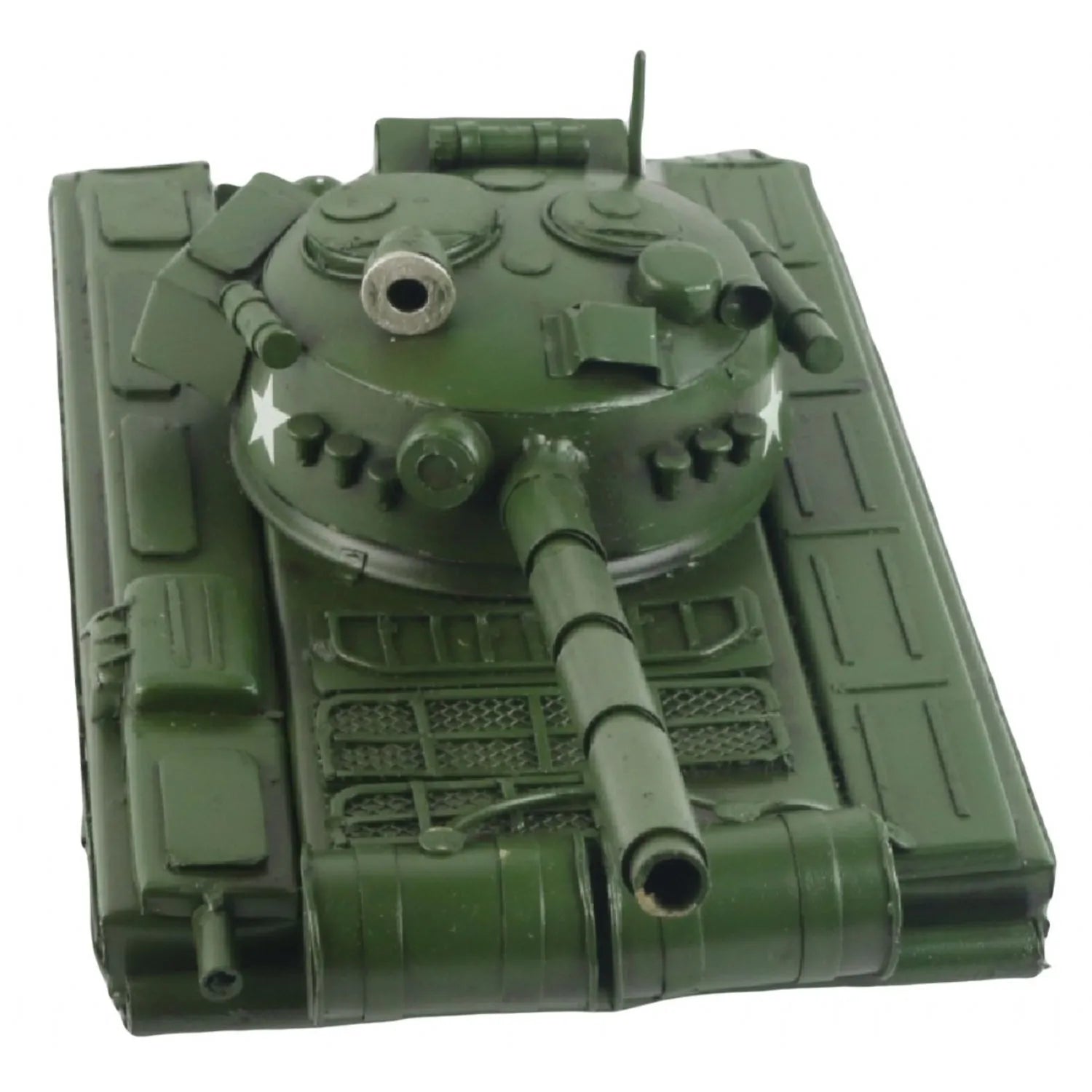 Green toy tank model on a white background-Mystic-Cave