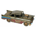 Metallic model of a classic car with 'American Express' branding on a white background-Mystic-Cave