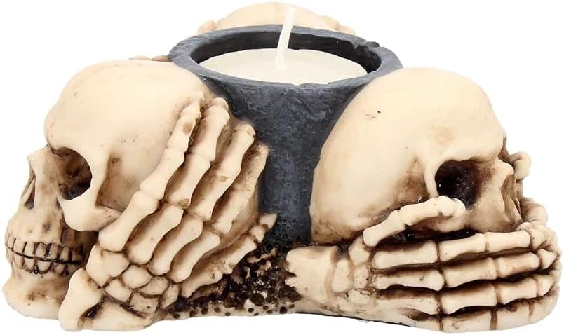 Nemesis Now Three Wise Skulls Tealight Holder 13cm Ivory
