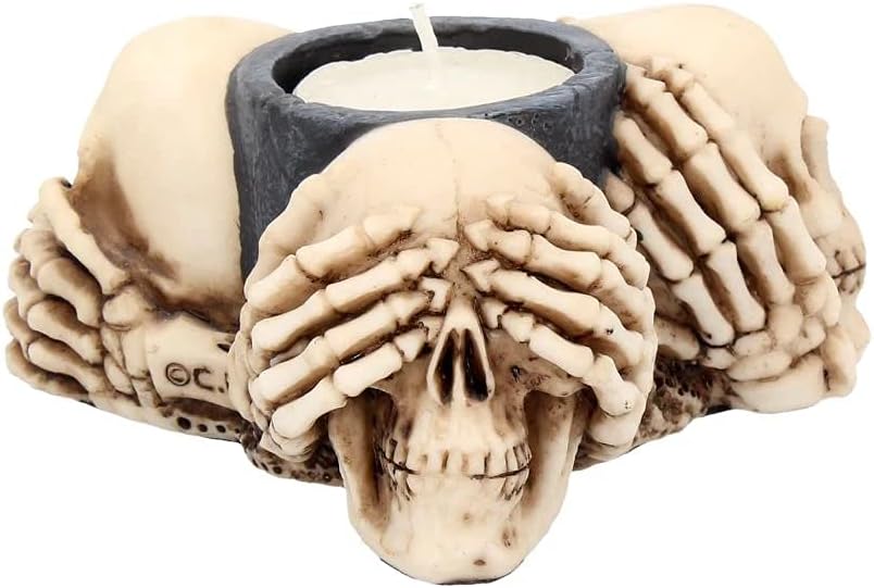 Nemesis Now Three Wise Skulls Tealight Holder 13cm Ivory
