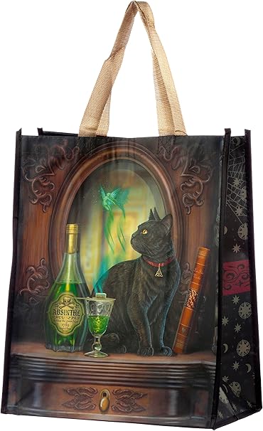 Puckator Lisa Parker Absinthe Cat Reusable Shopping Bag - Shoulder Bags
