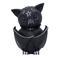 Black cat figurine with bat wings and decorative elements on a white background-Mystic-Cave