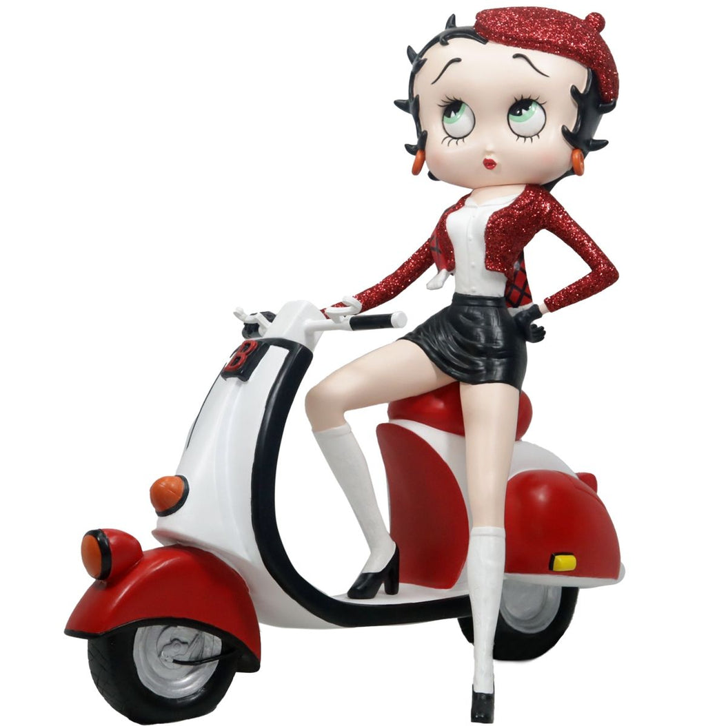 Betty Boop on Scooter with Red Glitter Hat and Coat, 31cm