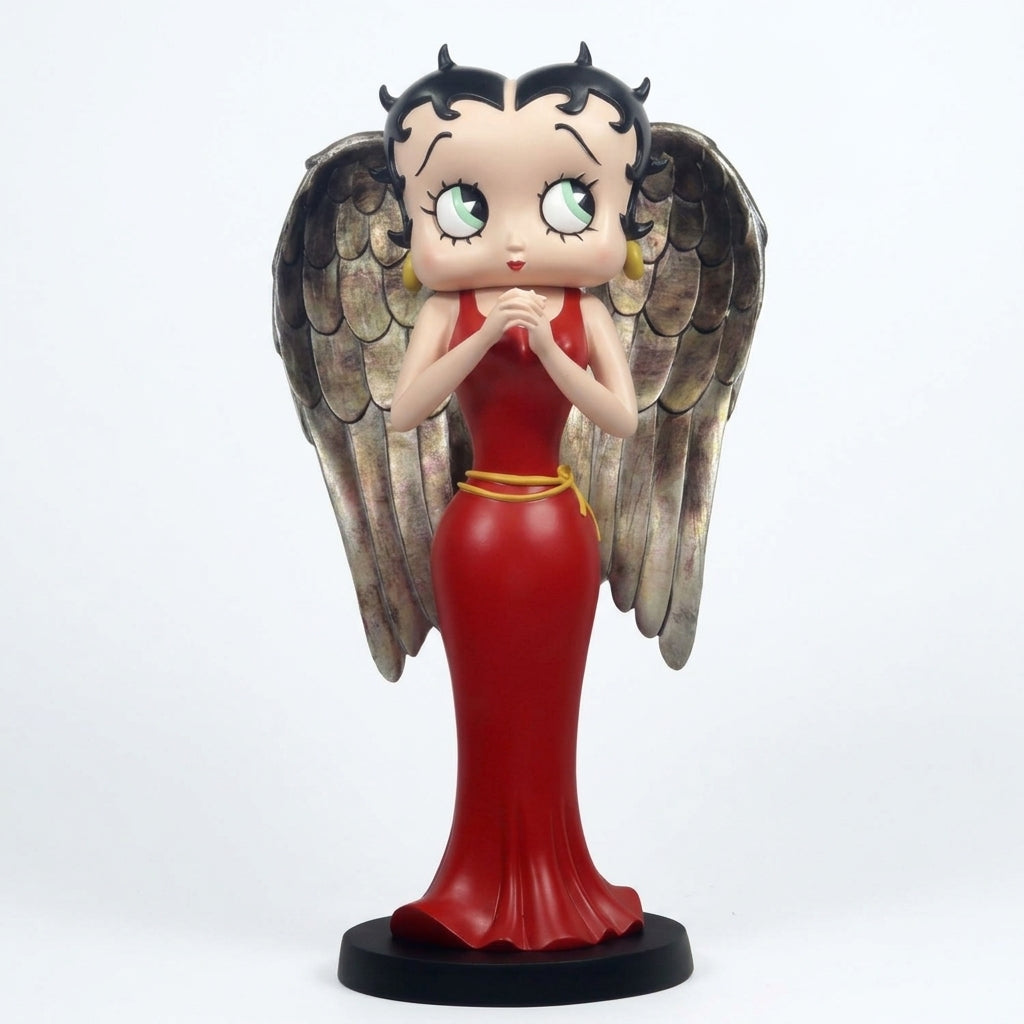 Betty Boop Angel in Red Robe with Antique Gold Wings 31cm