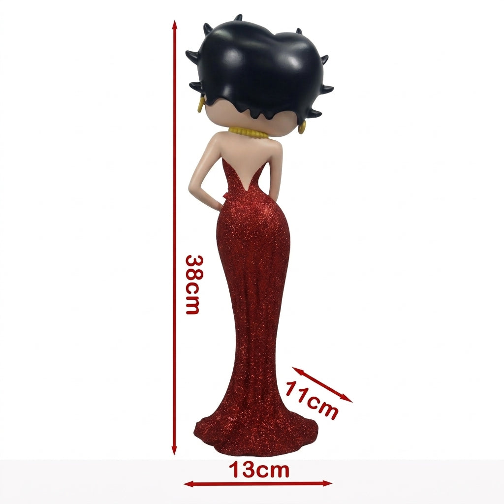 Betty Boop Holding Flowers Red Glitter Dress 38cm