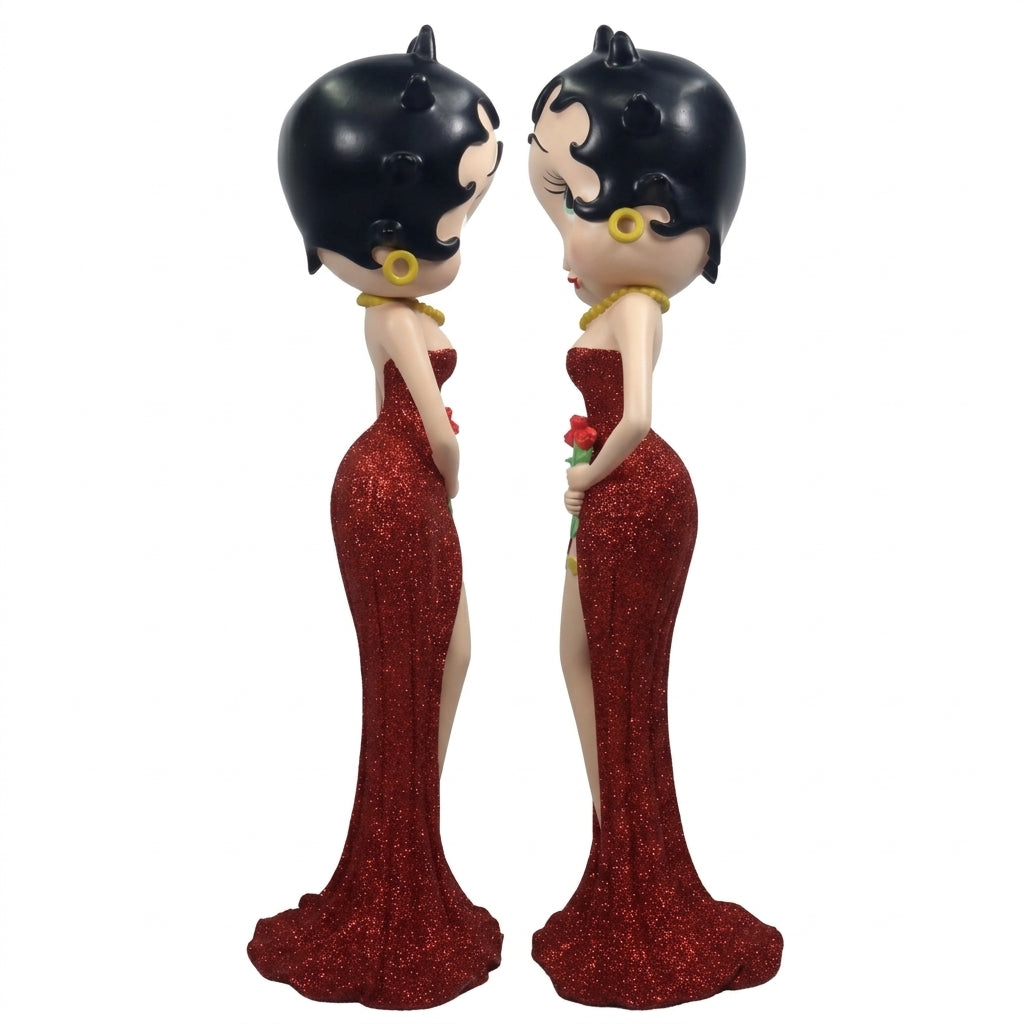 Betty Boop Holding Flowers Red Glitter Dress 38cm