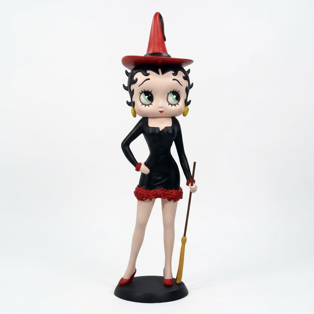 Betty Boop Witch Figurine, Black Dress & Red Hat, 36cm