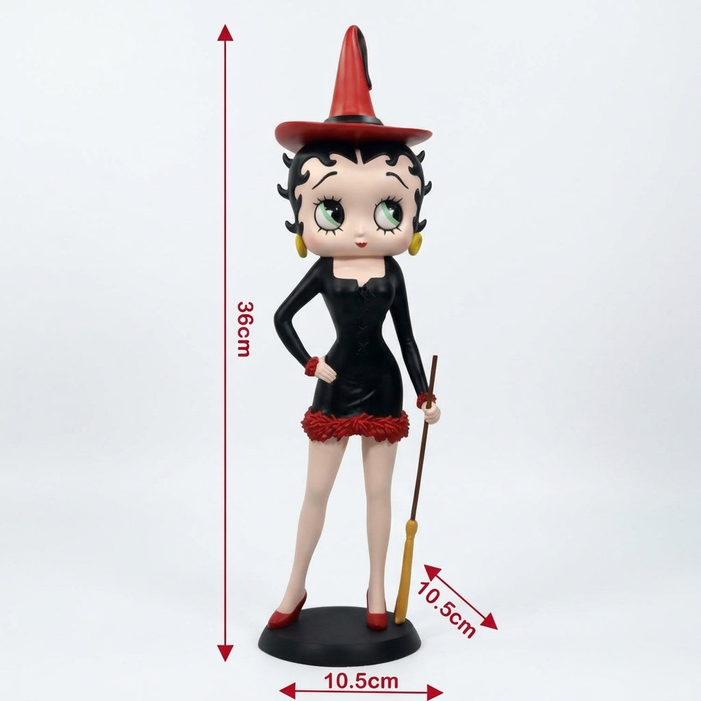Betty Boop Witch Figurine, Black Dress & Red Hat, 36cm