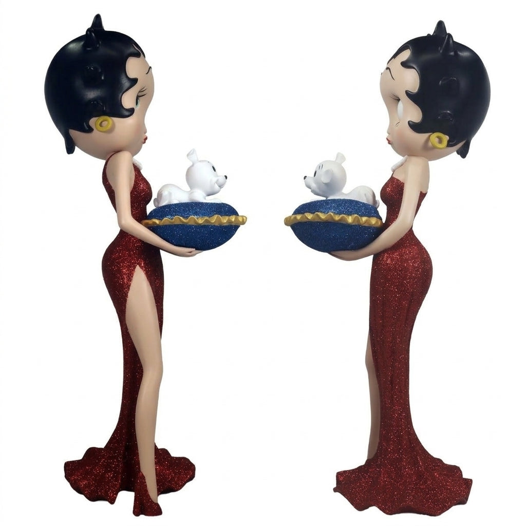 Betty Boop with Blue Glitter Pillow Box (Red Dress) 36.5cm