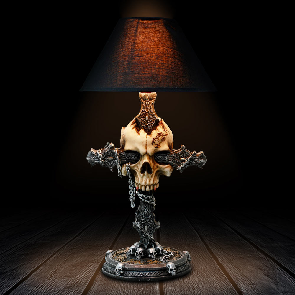 Cranium Crucis Table Lamp – Gothic Skull Crucifix Lamp-Mystic-Cave