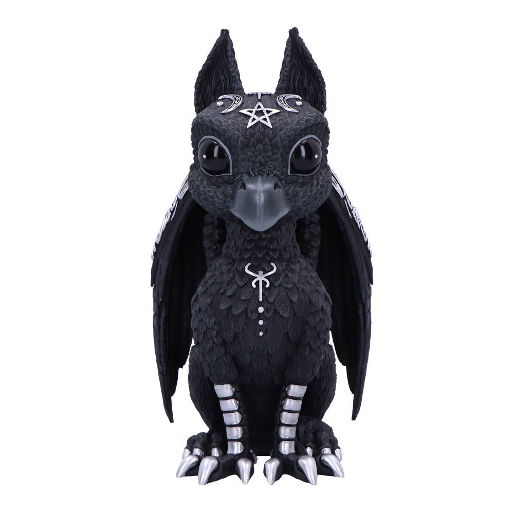 Black plush toy with wing accents on a white background-Mystic-Cave
