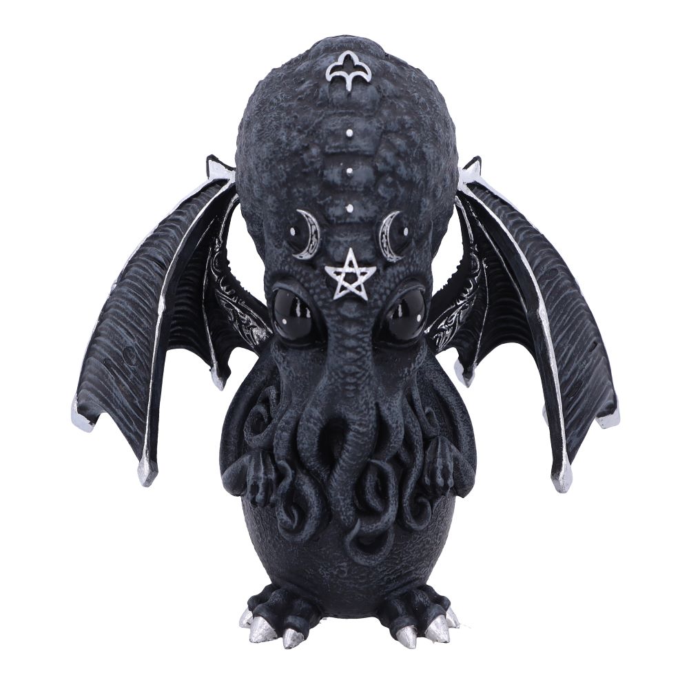 Black fantasy creature with bat wings and star symbols on a white background-Mystic-Cave