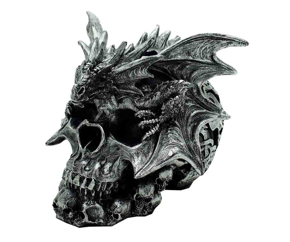 Dragon Sitting on Skull - Dragon Mask Figurine