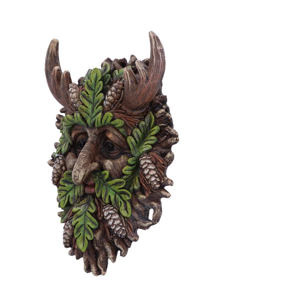 Decorative mask with greenery and antlers on a white backgroundDecorative mask with greenery