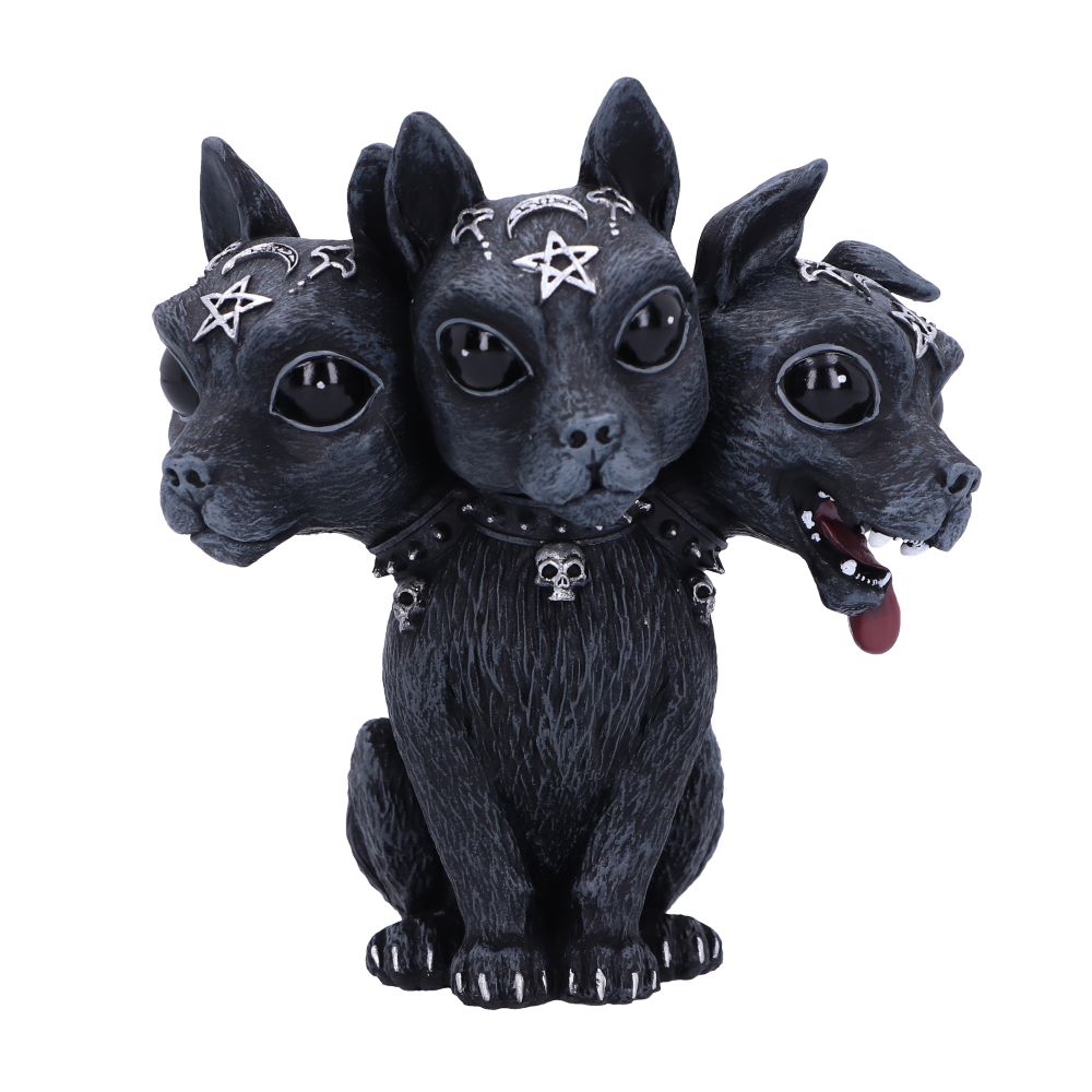 Black cat figurine with gothic accessories on a white background-Mystic-Cave