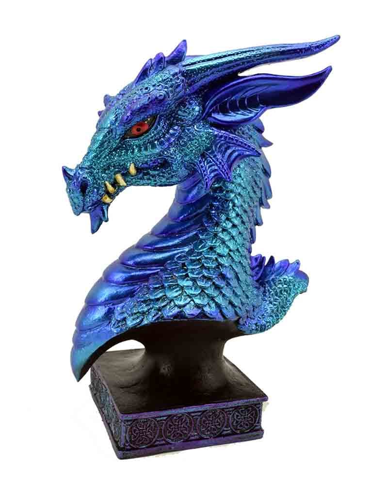 Blue dragon figurine on a white background