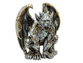 Decorative gargoyle sculpture with metallic accents on a white background-Mystic-Cave