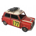 Model of a red vintage car with a yellow number 177 on a white background-Mystic-Cave