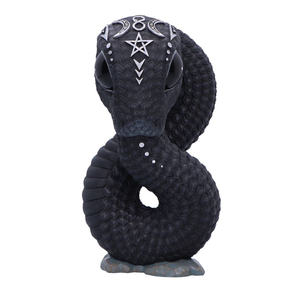 Decorative snake figurine with symbols on a white background-Mystic-Cave