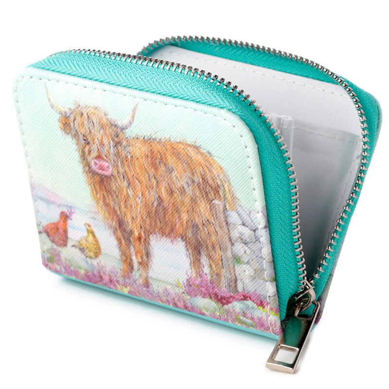 Jan Pashley Highland Coo Zip Around Small Wallet Purse