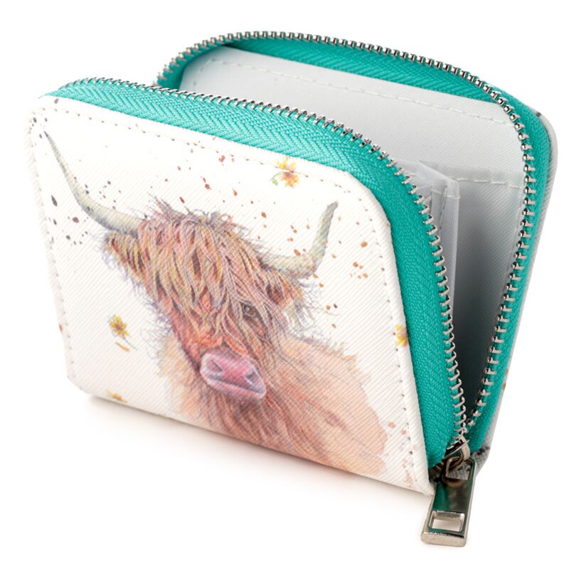 Jan Pashley Highland Coo Zip Around Small Wallet Purse