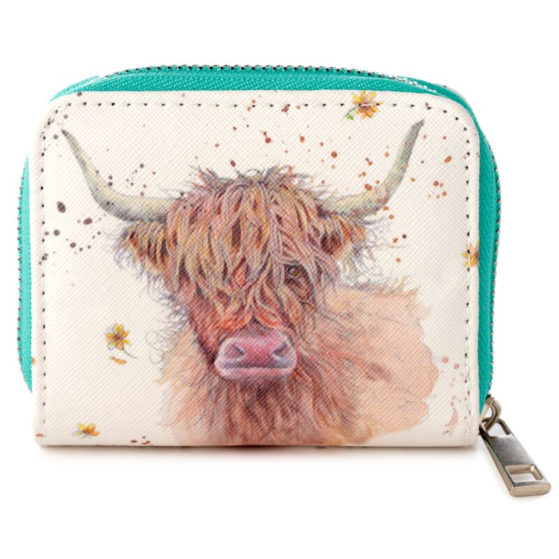 Jan Pashley Highland Coo Zip Around Small Wallet Purse