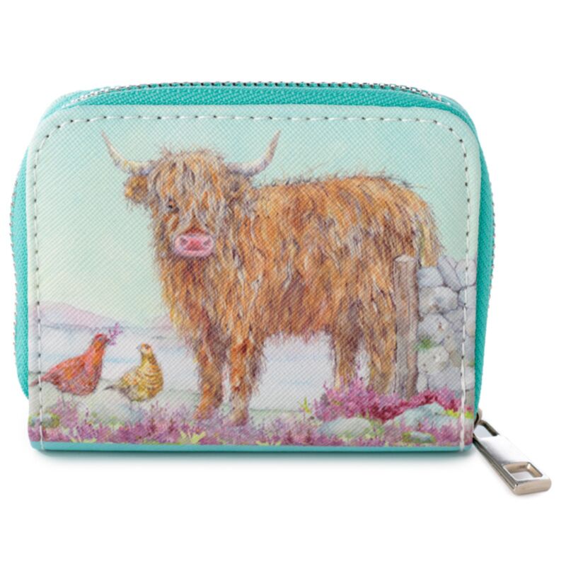 Jan Pashley Highland Coo Zip Around Small Wallet Purse