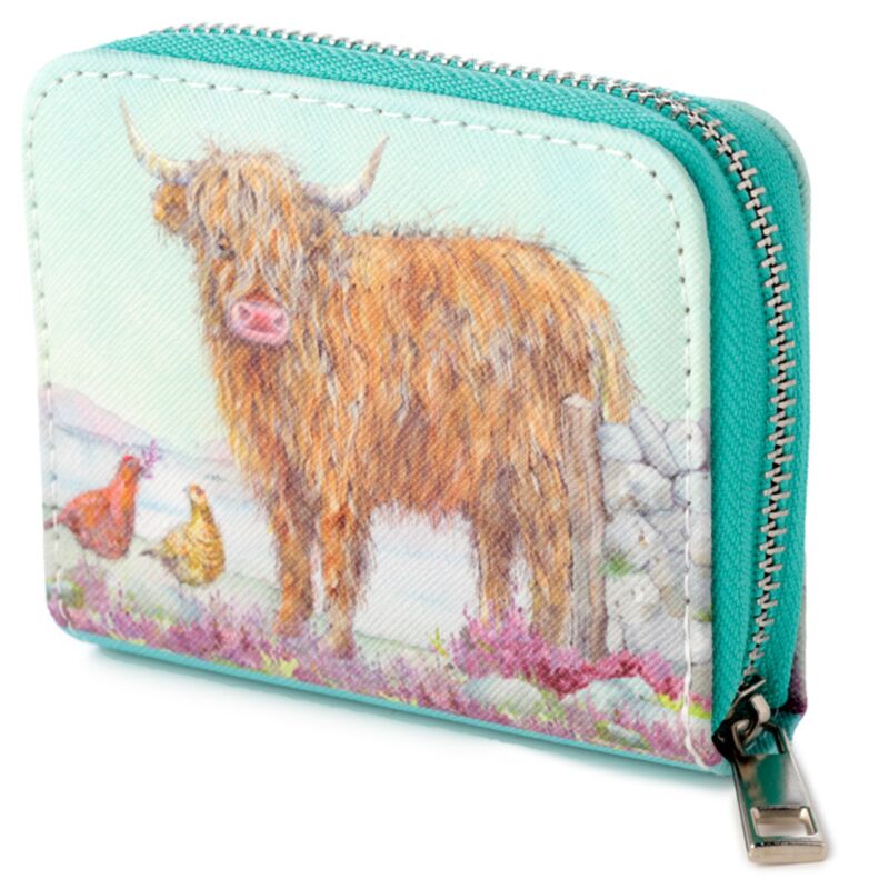Jan Pashley Highland Coo Zip Around Small Wallet Purse