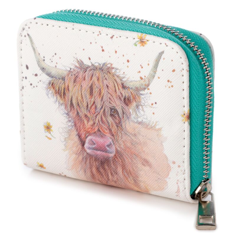 Jan Pashley Highland Coo Zip Around Small Wallet Purse