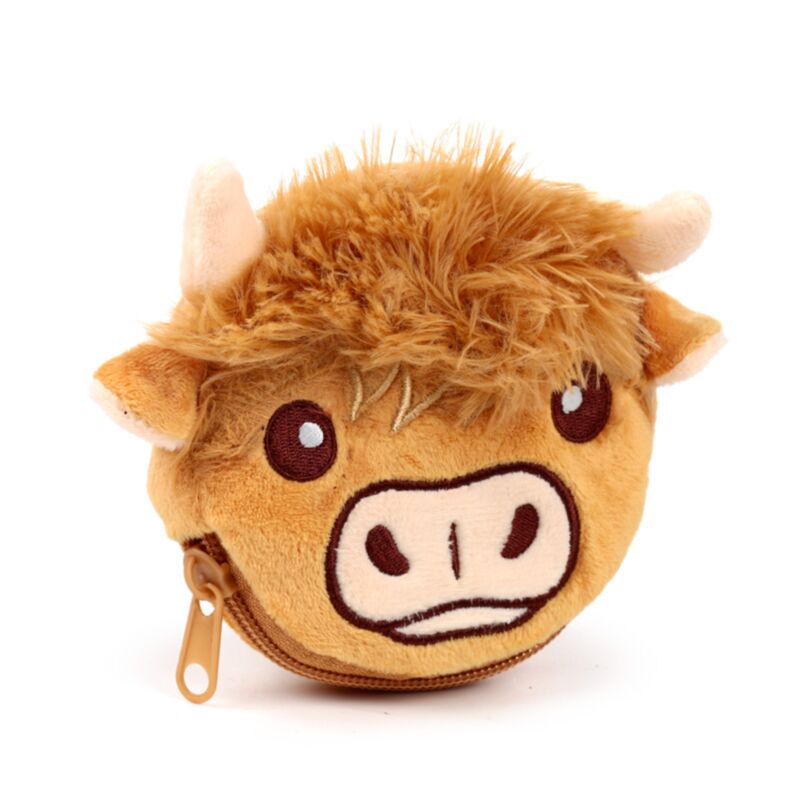 Highland Coo Cow Mini Change Plush Purse
