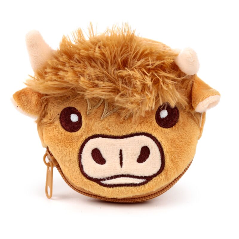Highland Coo Cow Mini Change Plush Purse